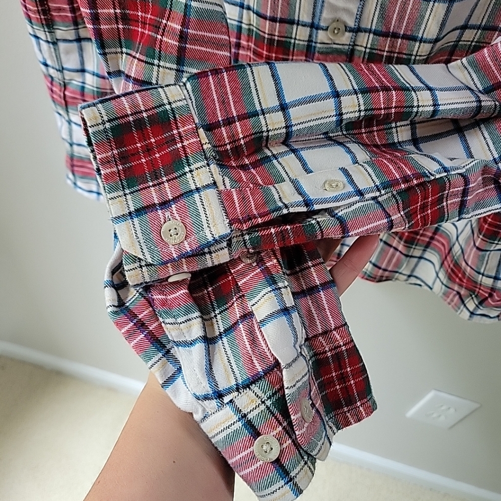 Eddie Bauer Flannel Multi Plaid Button Down Mens Shirt Sz Large Fall Holidays - Picture 5 of 9